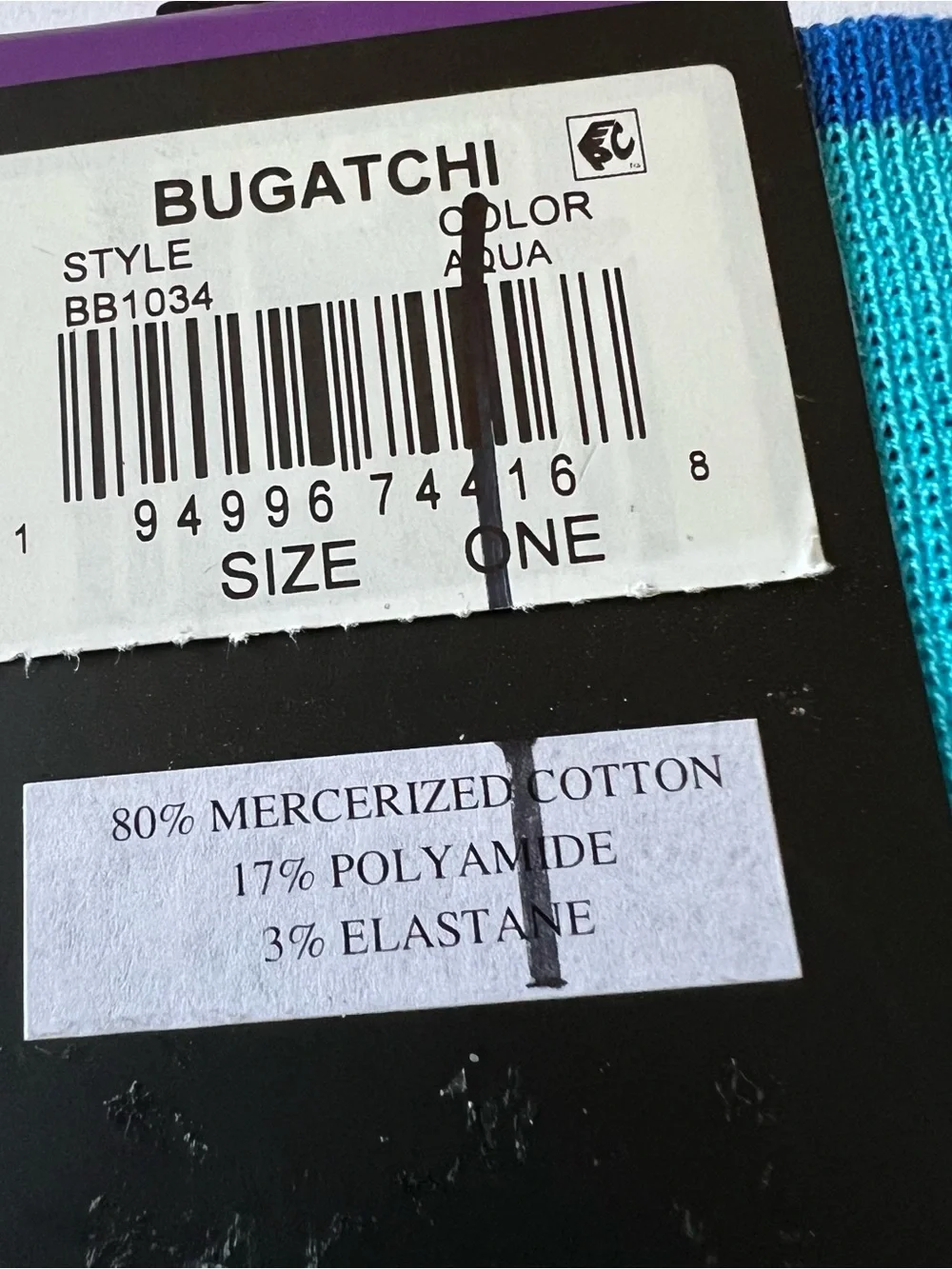 BUGATCHI MENS MERCERIZED COTTON SOCKS ABSTRACT PRINT AQUA OS NWT